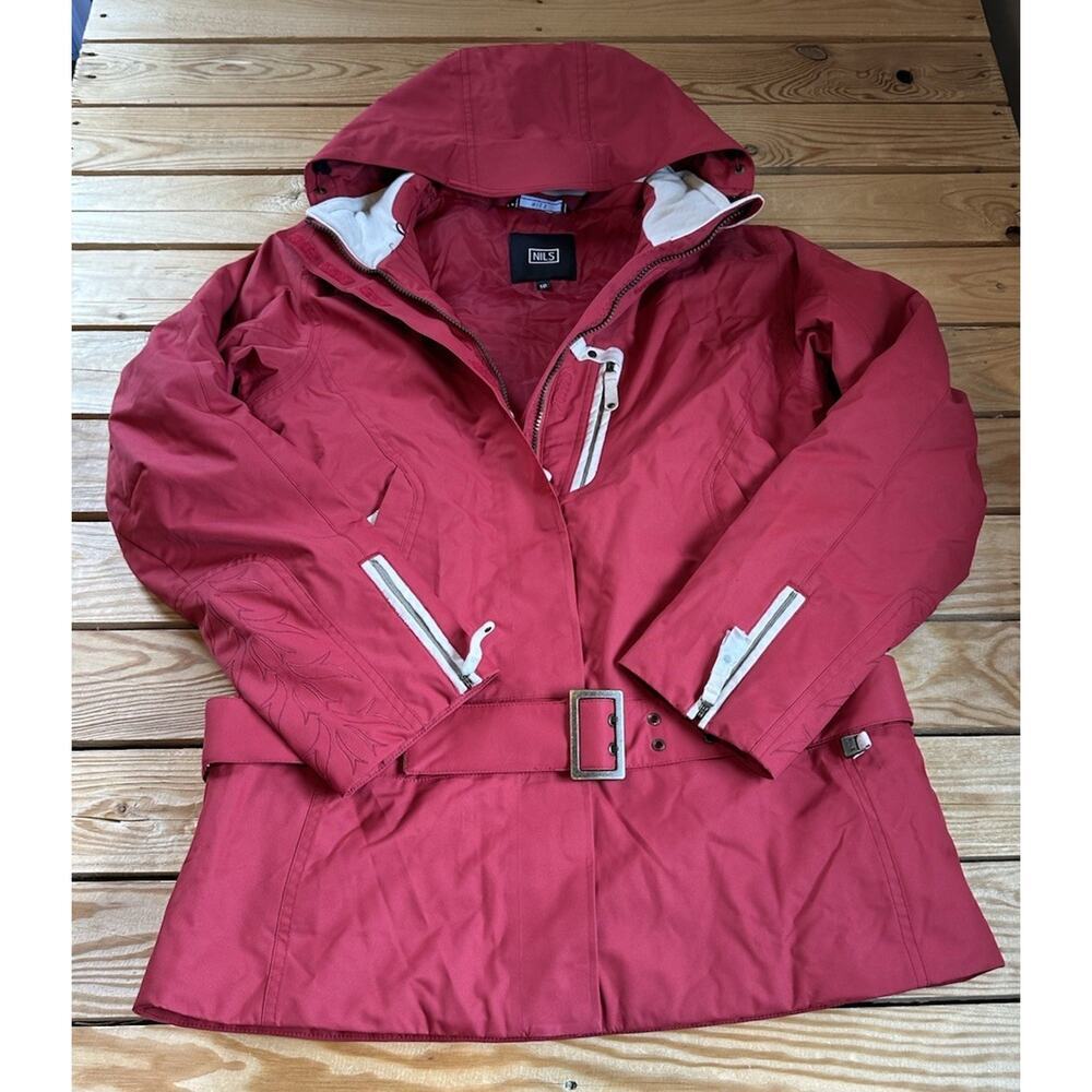 NEW Nils Women’s Ski Jacket Coat Size 10 Red Full Zip Hooded